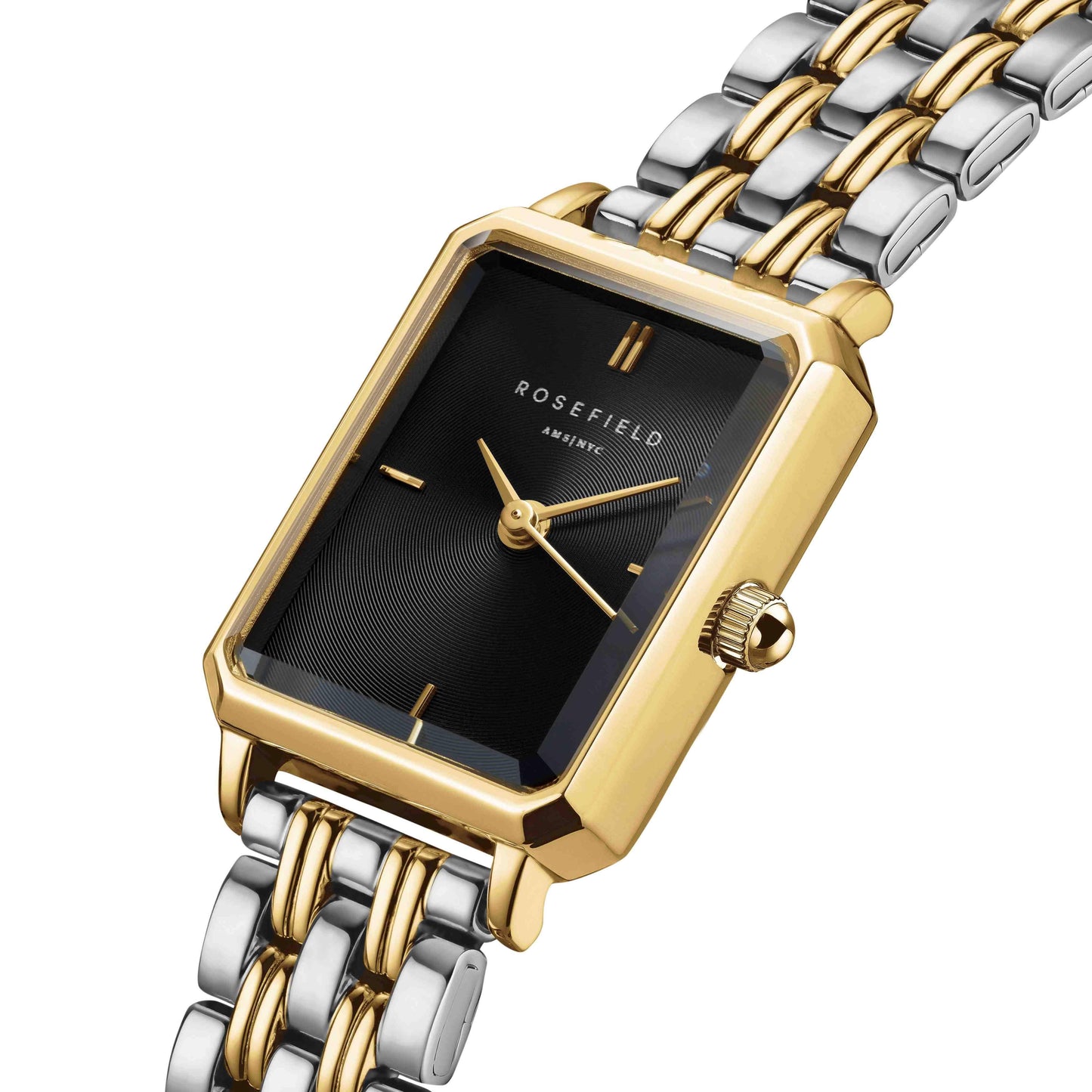 ROSEFIELD Damenuhr OCTAGON XS Bicolor Schwarz-Gold-Silber