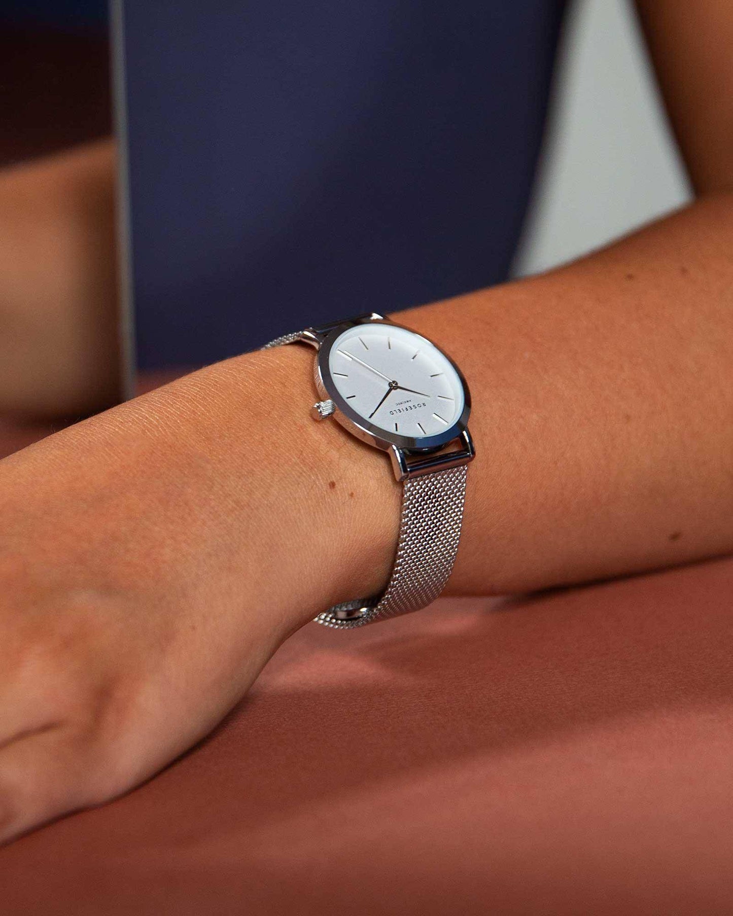 ROSEFIELD Damenuhr Tribeca Mesh Silber 33mm TWS-T52