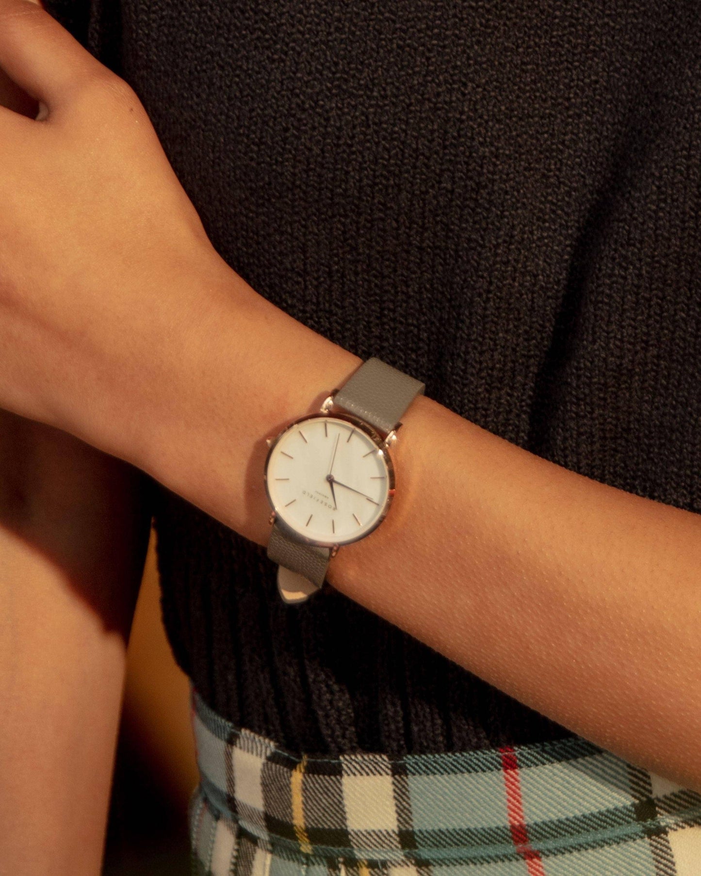 ROSEFIELD Women's Watch The Upper East Side White Gray Caviar Rose Gold UWGCSR-U29