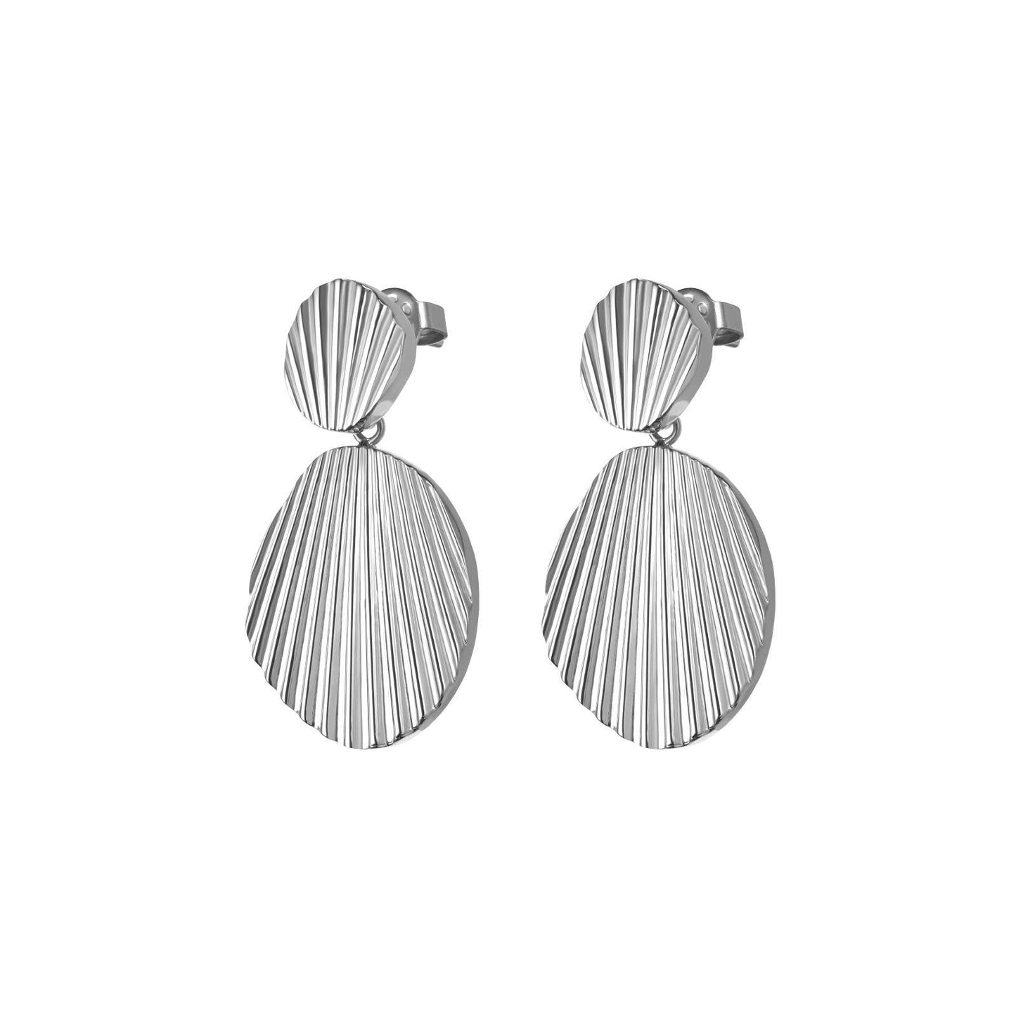 ROSEFIELD Earrings Double Stud Shell Look Silver