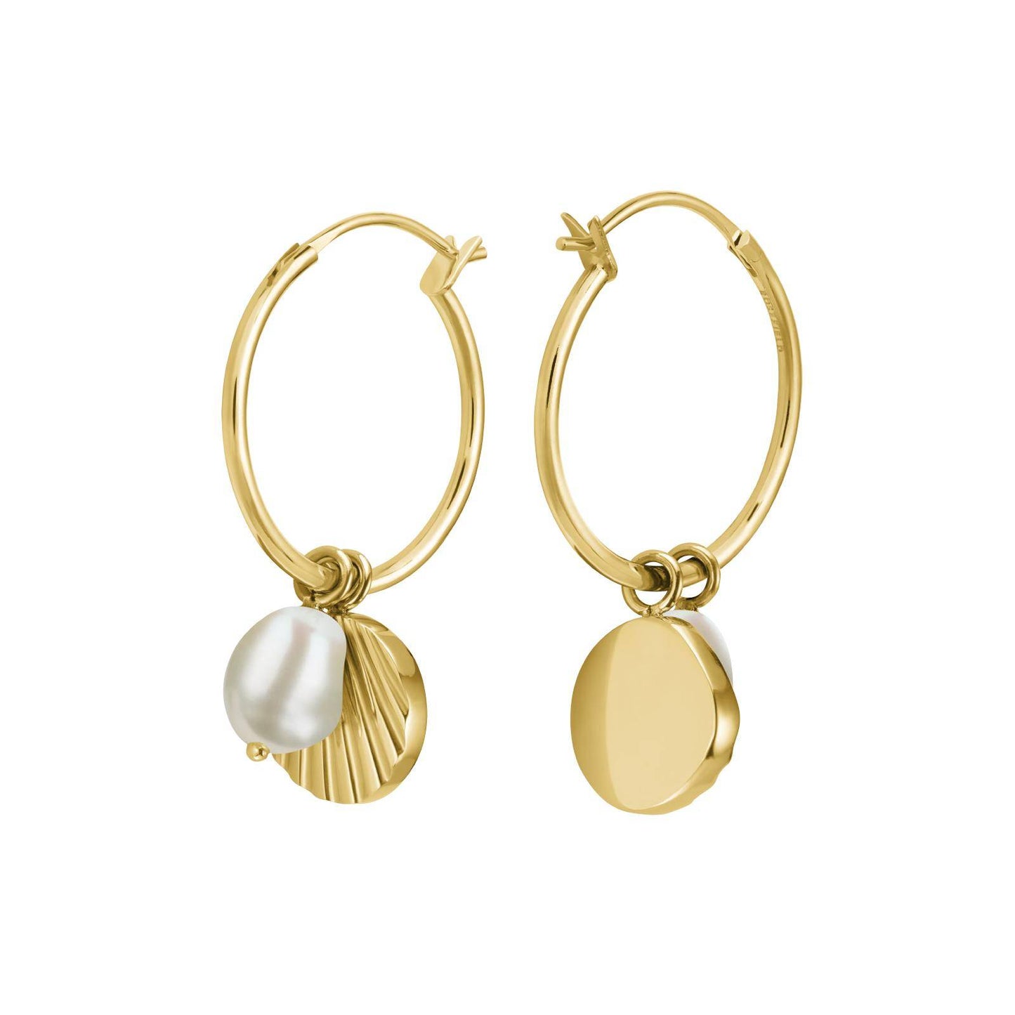 ROSEFIELD Hoop Earrings Shell with Pearl Gold