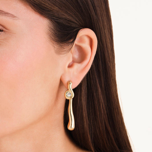 ROSEFIELD Damen Ohrstecker Long Wave Gold