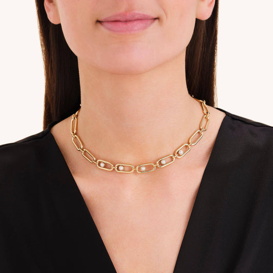 ROSEFIELD Damen Halskette Modern Pearl Link Gold