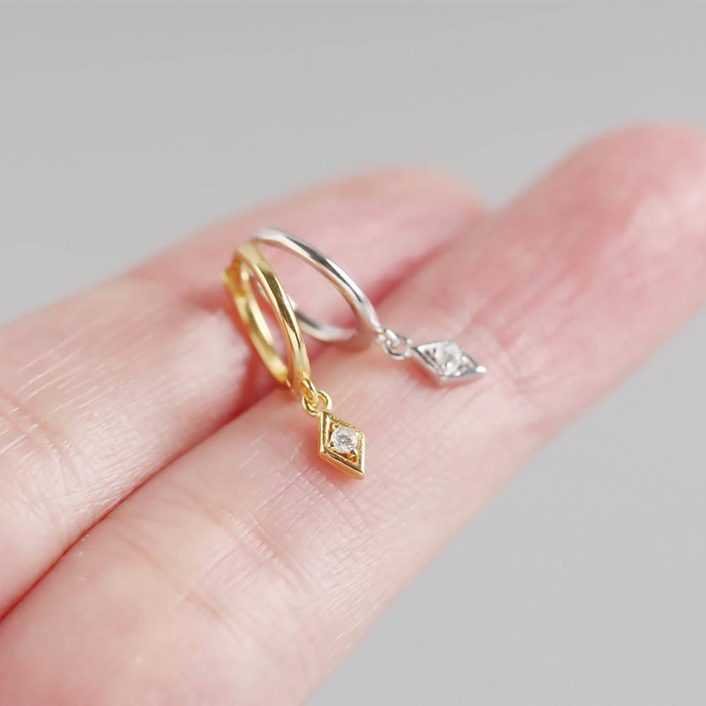 AMORETTO MILANO 925 Silber Creole Raute mit Zirkoniastein Gold