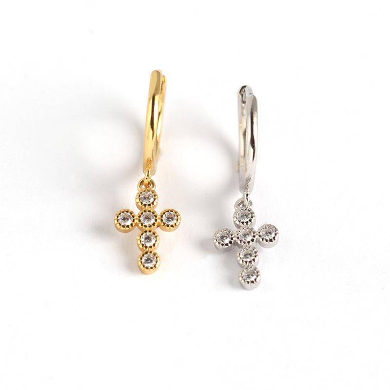 AMORETTO MILANO 925 Silber Kreuz Creolen Zirkoniasteine Silber