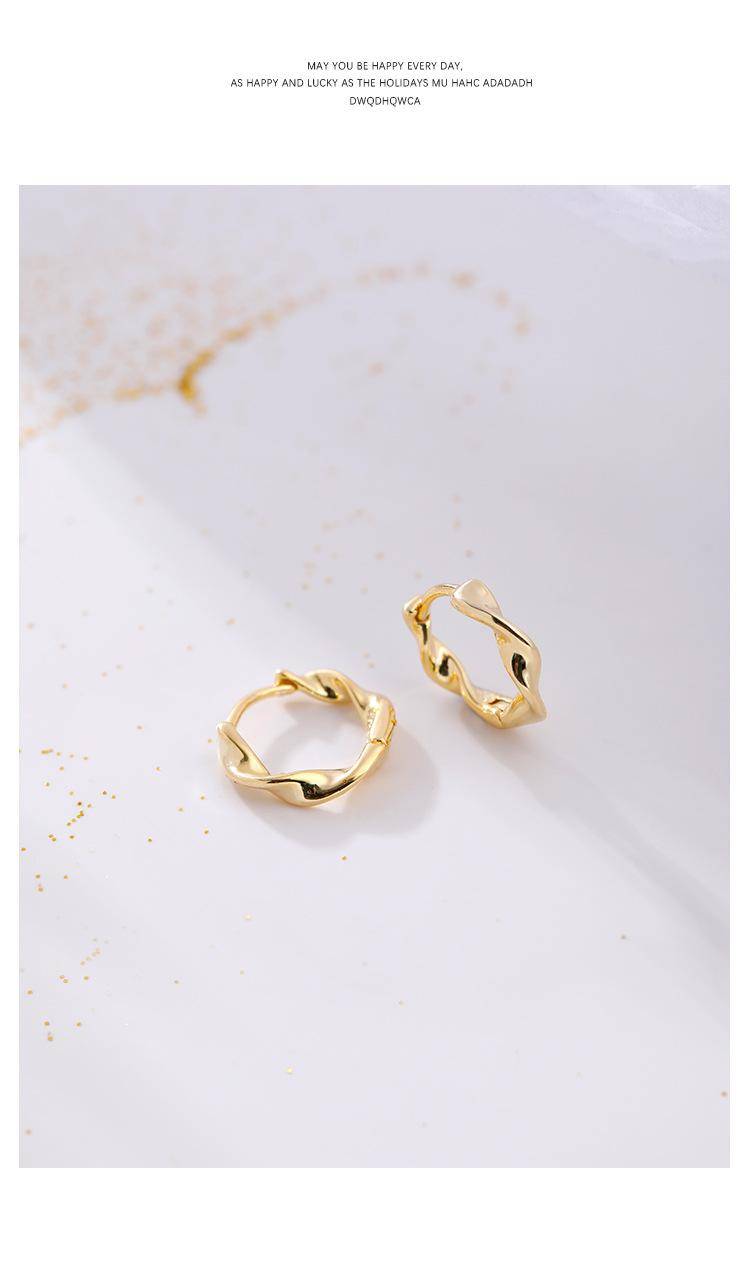 AMORETTO MILANO 925 Silver Wave Hoop Earrings Gold