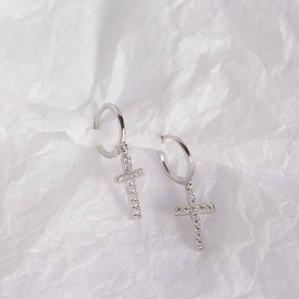 AMORETTO MILANO 925 Silber Kreuz Zirkoniasteine Creole Silber