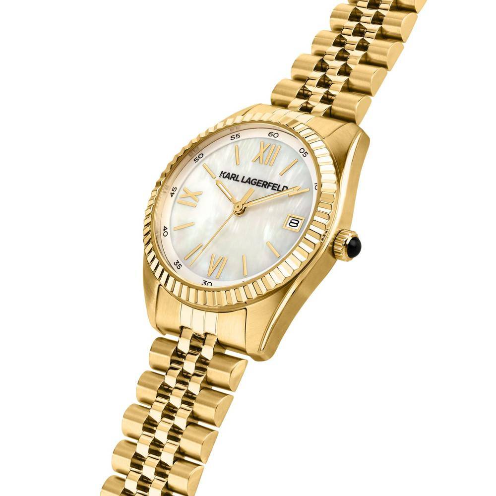 KARL LAGERFELD Damenuhr TIMELESS CODE Gold Weiß