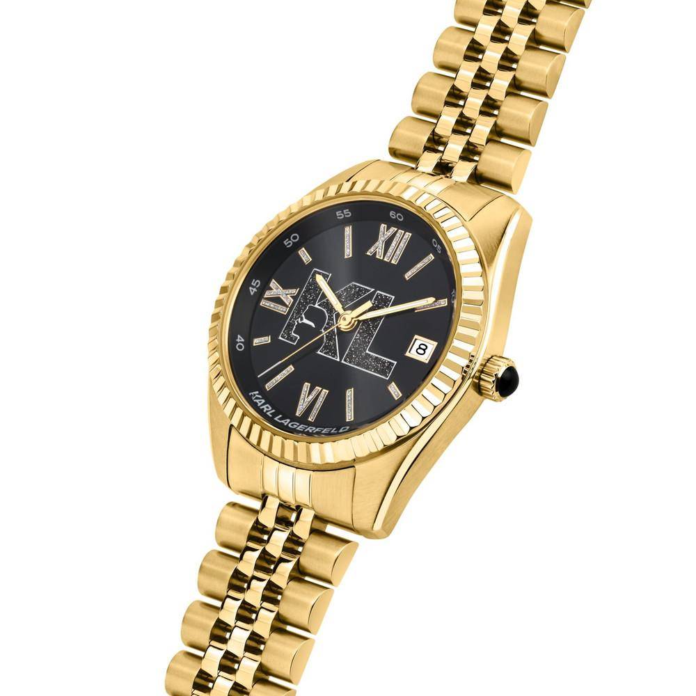 KARL LAGERFELD Damenuhr TIMELESS CODE Gold Schwarz