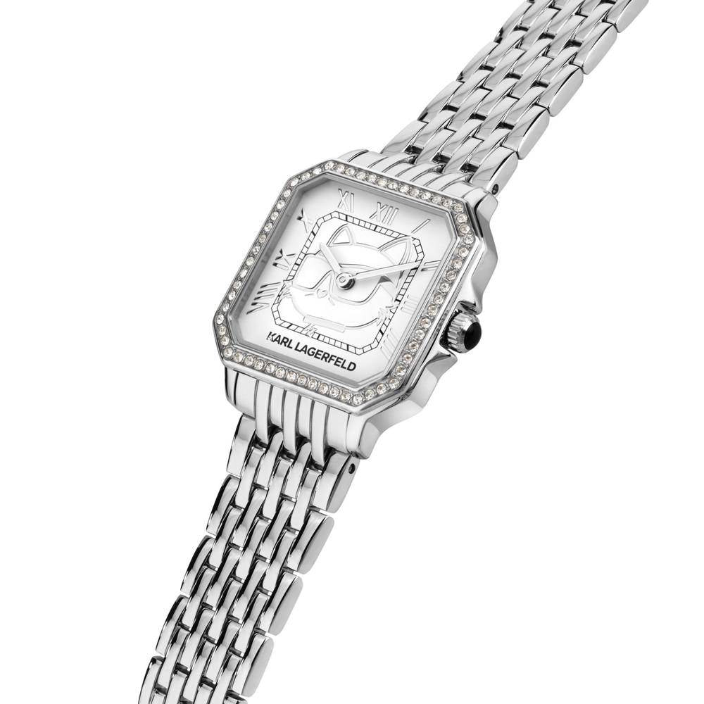 KARL LAGERFELD Damenuhr ICON SQUARE Silber Weiß