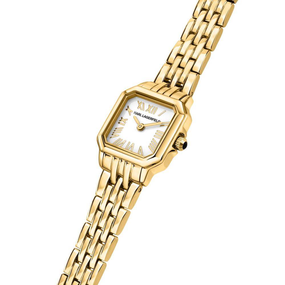 KARL LAGERFELD Damenuhr ICON SQUARE MINI Gold Weiß
