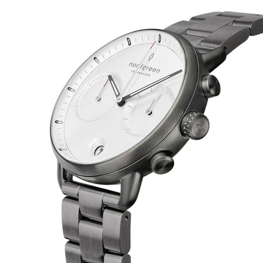 NORDGREEN Montre Homme Pioneer Chronographe 42 mm Gris Acier
