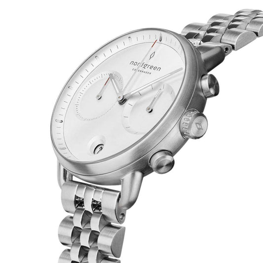 NORDGREEN Montre pour Homme Pioneer Chronographe 42 mm Argent