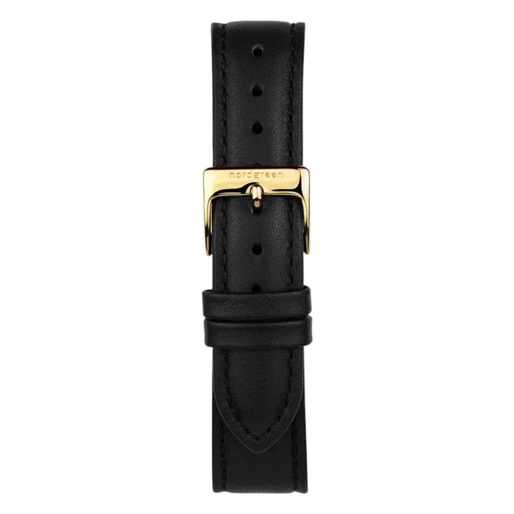 NORDGREEN Herrenuhr Pioneer Chronograph 42 mm Gold Schwarz Leder