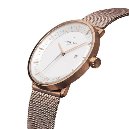 Montre femme NORDGREEN Philosopher 36 mm maille milanaise or rose