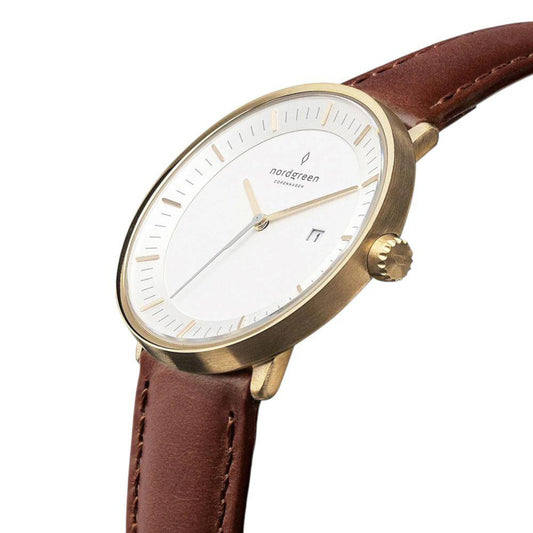 NORDGREEN Montre Femme Philosopher 36 mm Or Cuir Marron