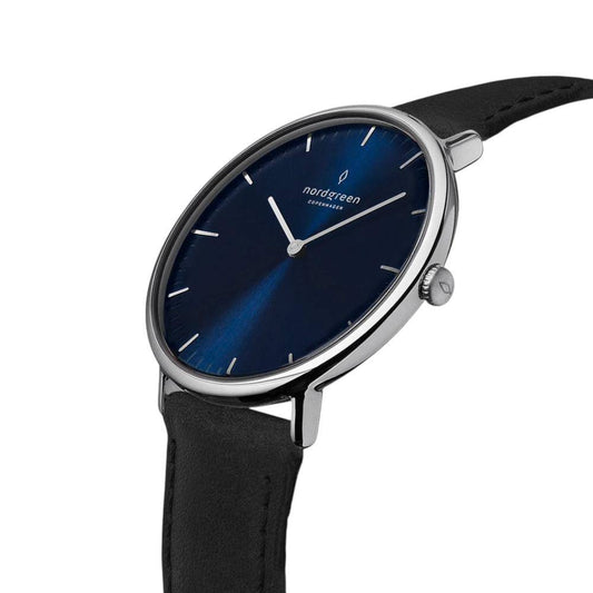 NORDGREEN Montre Femme Native 36 mm Argent Noir Bleu Cuir