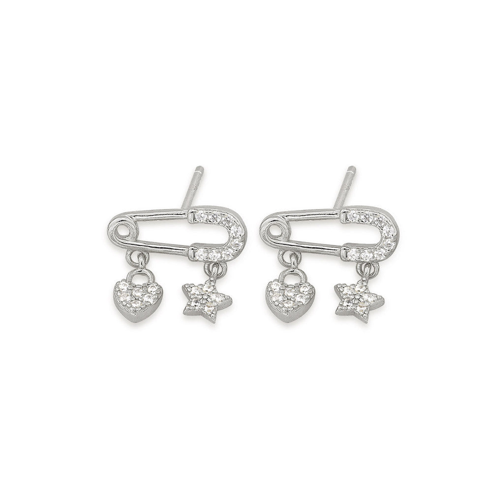 AMORETTO MILANO Boucles d'oreilles clous en argent 925 motif trombone Zircone A110047
