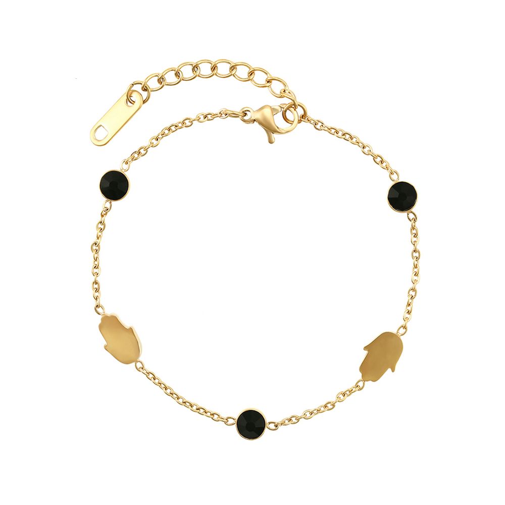 AMORETTO MILANO Armkettchen "HAMSA" Gold / Schwarz AM0222