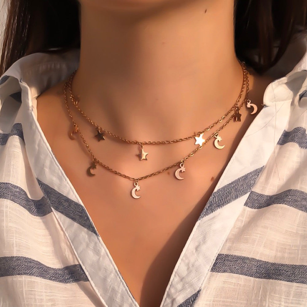 AMORETTO MILANO Choker "LUNA" star, moon rose gold AM0210