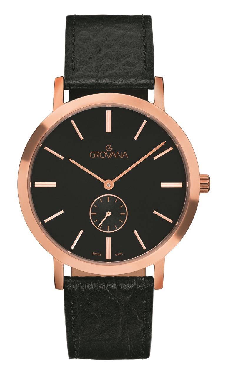 GROVANA Uhr Kensington Rose Leather Black index 38.5mm Herren 1050,5567