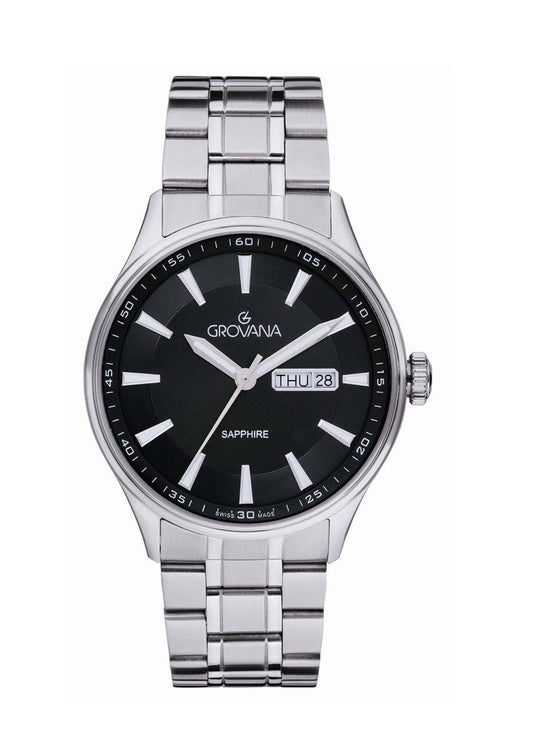 GROVANA Uhr St. Andrews Steel Metal Black index 42mm Herren 1194,1137