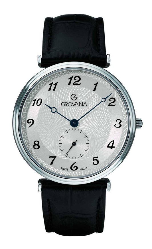 GROVANA Uhr Belleville Steel Leather Silver arab. 38mm Herren 1276,5532