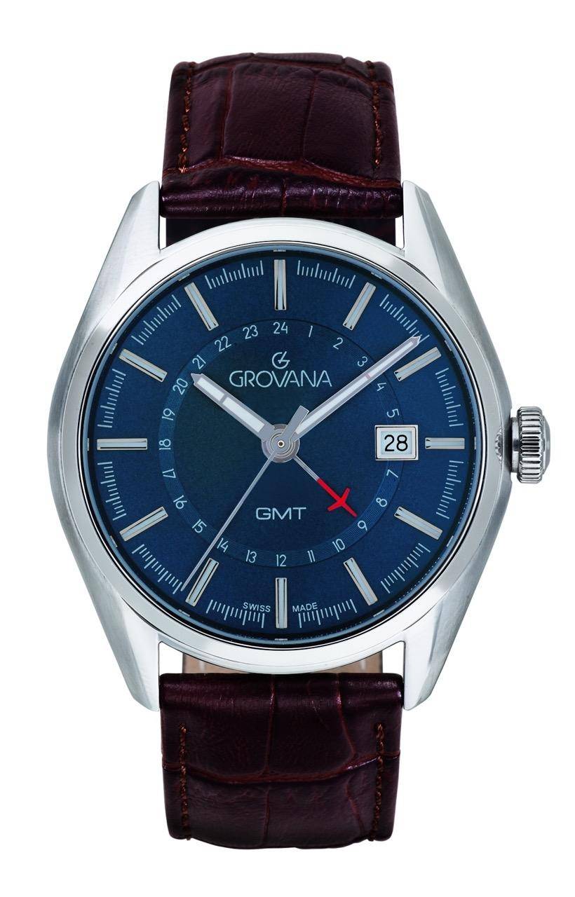 GROVANA Uhr St. Andrews Steel Leather Blue 42mm Herren 1547,1535