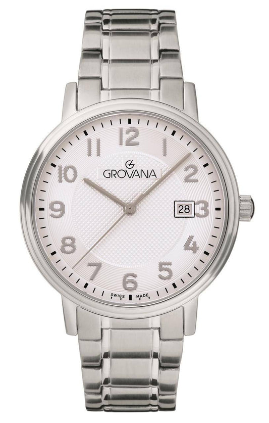 GROVANA Uhr Kensington Steel Metal Silver arabic 41mm Herren 1550,1133