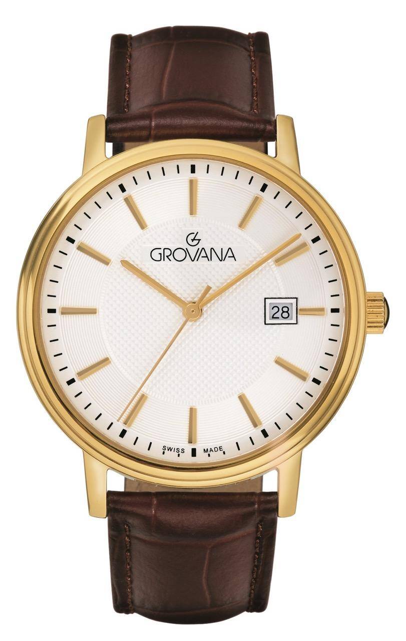GROVANA Uhr Kensington GP Leather Silver index 41mm Herren 1550,1519