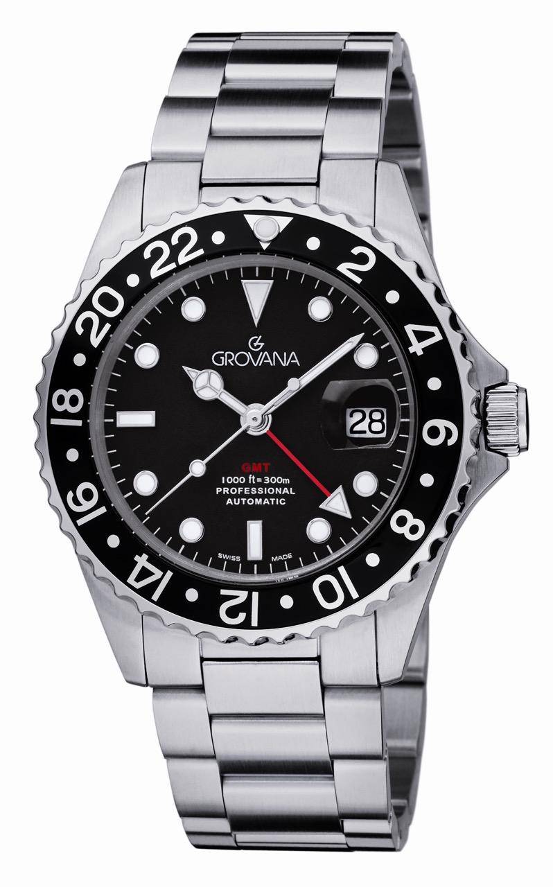 GROVANA Uhr Key West Steel black bez. Metal Black Index 43mm Herren 1572,2137
