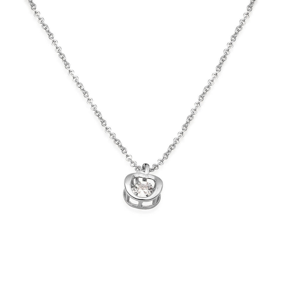 AMORETTO MILANO Halskette aus 925 Silber Apfel Anhänger beweglicher Zirkonia A190054