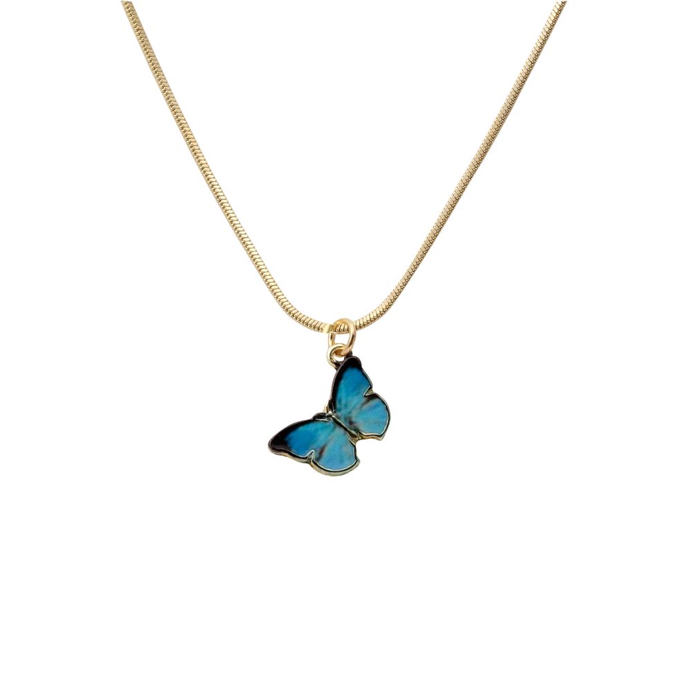AMORETTO MILANO Halskette " Farfalla" Schmetterling Blau/Gold AMS94