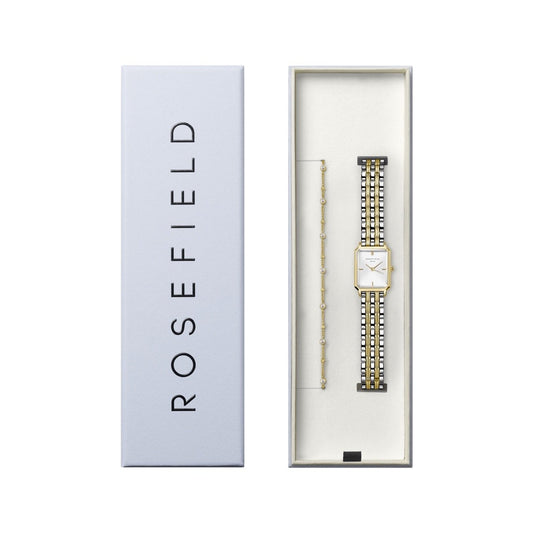 ROSEFIELD Damen Set Uhr Octagon XS Duotone + Multi Crystal Armband Edelstahl OWDSG-X279