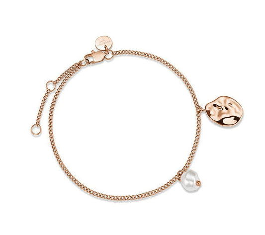ROSEFIELD Bracelet Pearl and waved Charm Rose Gold JTBPRG-J438