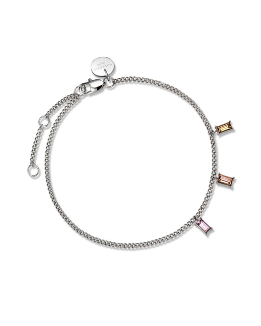 ROSEFIELD Bracelet Triple Swarovski Baguette Rainbow colors Silver JTBBS-J432
