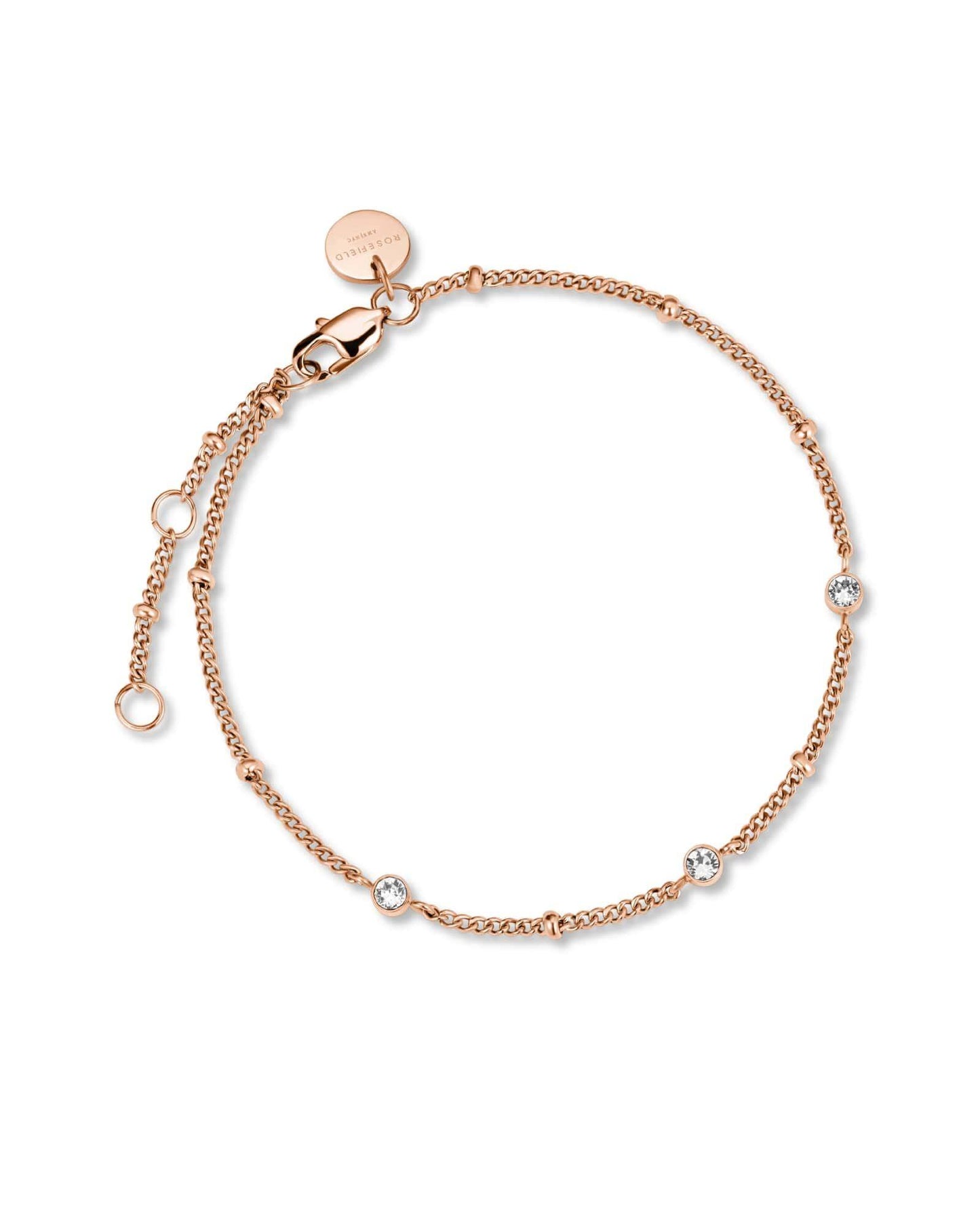 ROSEFIELD Armband TOC Bracelet Triple Swarovski crystals dotted chain Rose Gold JTBTRG-J429