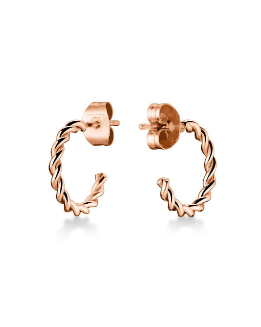 ROSEFIELD earrings hoop twisted rose gold JTSPRG-J428