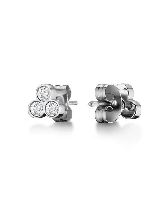 ROSEFIELD Earrings Stud Triple Swarovski crystals Silver JTSTCS-J422