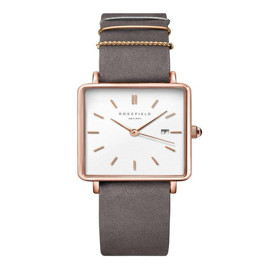 ROSEFIELD Damenuhr The Boxy White Elephant Grey Rosegold QWGR-Q12