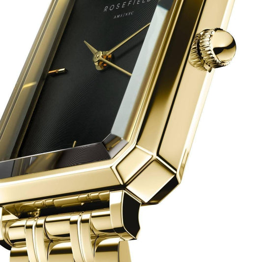 ROSEFIELD Damenuhr  Octagon Schwarz-Gold eckig OBSSG-O47