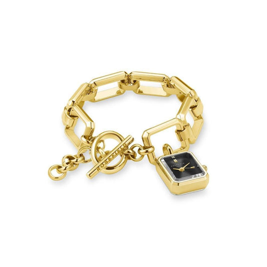 ROSEFIELD Damenuhr STUDIO Charm Kettenuhr Schwarz Gold SBGSG-O66