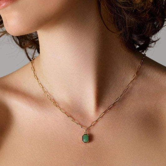 ROSEFIELD Necklace Geometric Gemstone Jade Gold JNGGG-J664