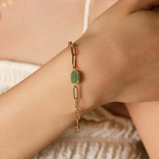 ROSEFIELD Armband Geometric Gemstone Bracelet Jade Gold JBGGG-J662
