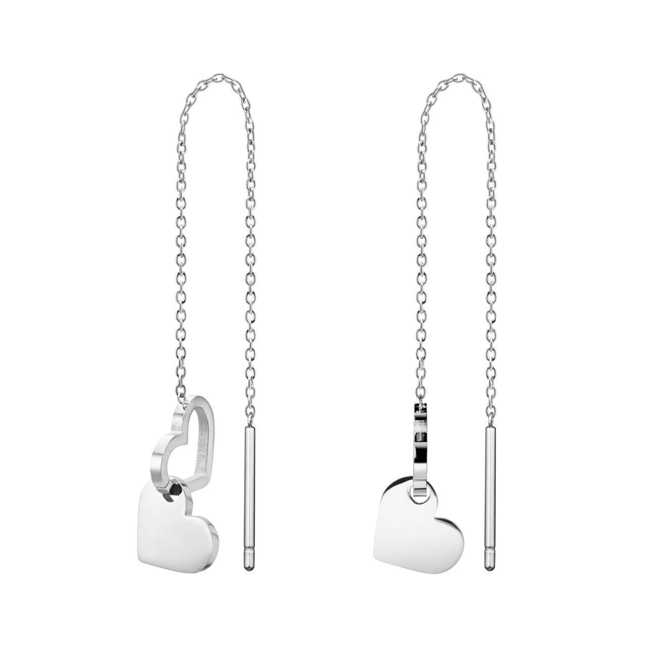 ROSEFIELD earrings double hearts hanging silver JEDHS-J687