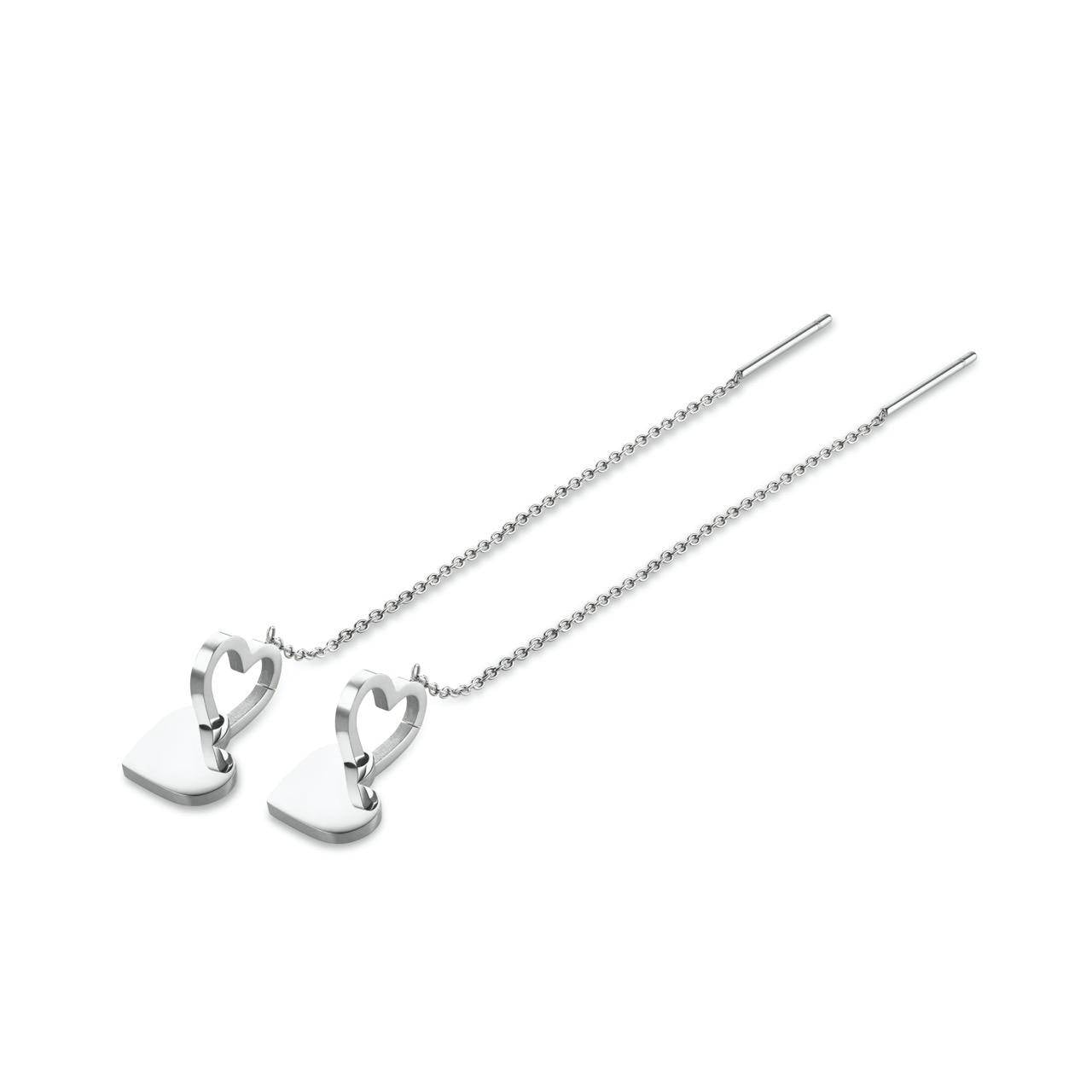 ROSEFIELD Ohrringe Doppel-Herzen hängend Silber