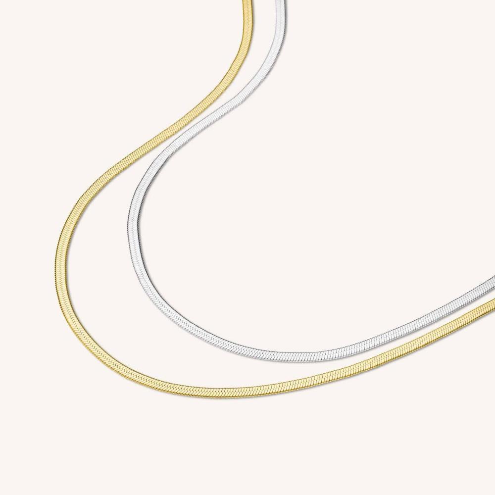 ROSEFIELD Halskette Doppel-Snake Duo Tone Silber + Gold