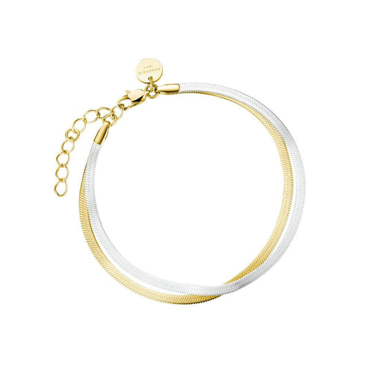 ROSEFIELD Bracelet Double Snake Duo Tone Silver + Gold JBSCD-J677