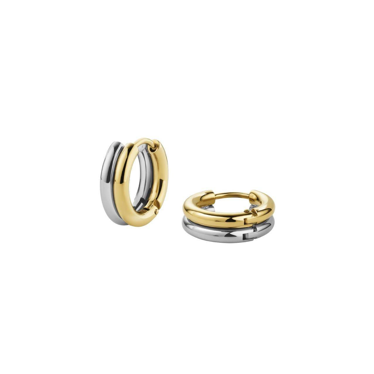 ROSEFIELD Ohrringe Bicolor Doppel Hoops Gold Silber Edelstahl