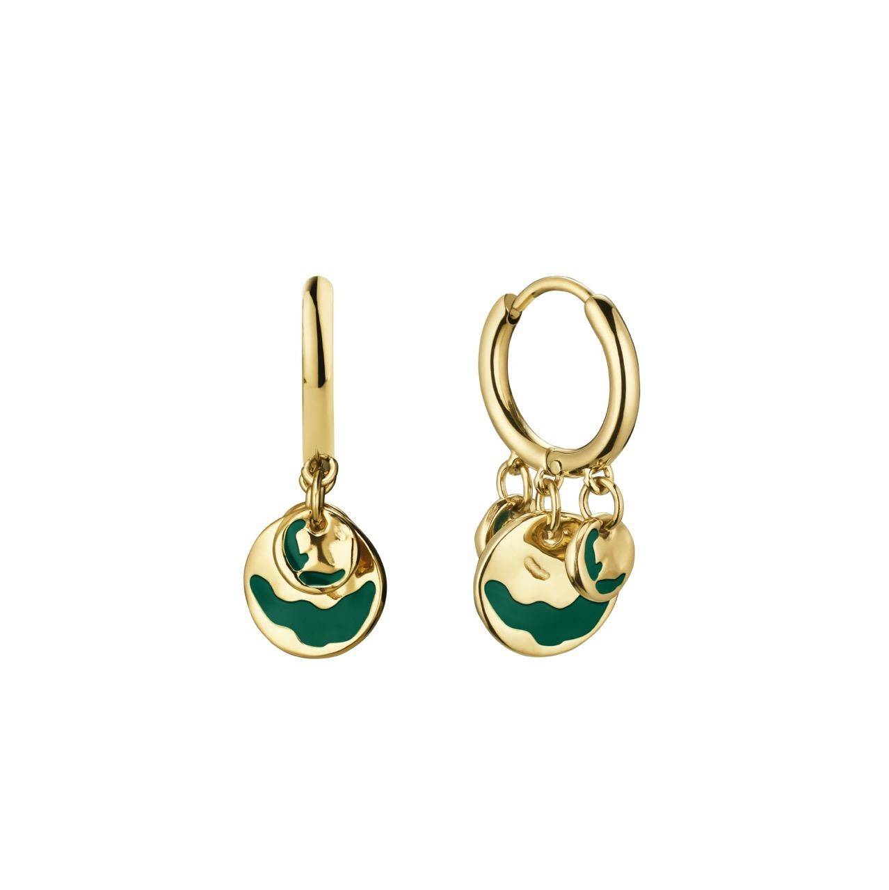 ROSEFIELD Ohrringe Emerald Wavey Coin Hoops Gold Edelstahl